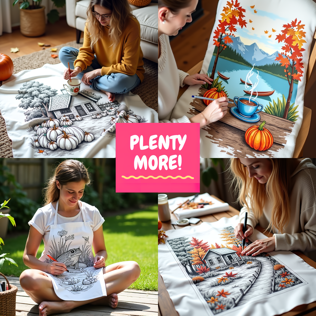 Blanket Coloring Kit with 10 Fabric Markers - Floral Landscape