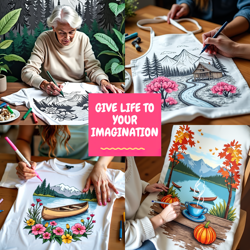 Apron Coloring Kit with 10 Fabric Markers - Mountain