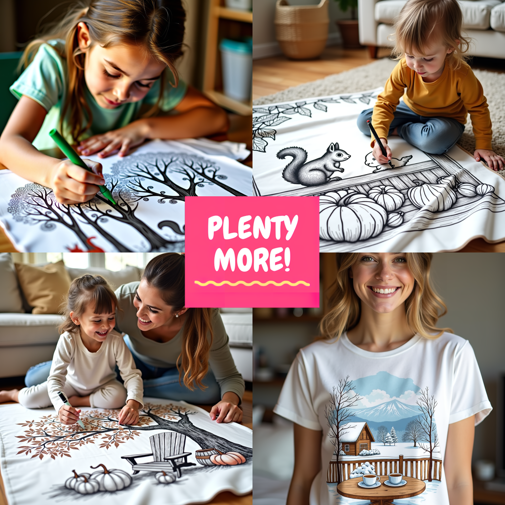 Apron Coloring Kit with 10 Fabric Markers - Nature Scene