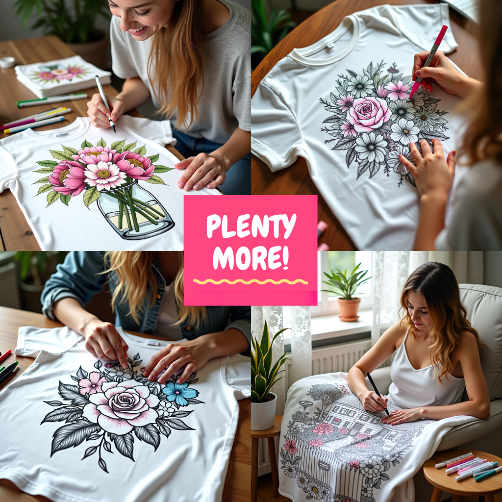 Apron Coloring Kit with 10 Fabric Markers - Floral Wreath