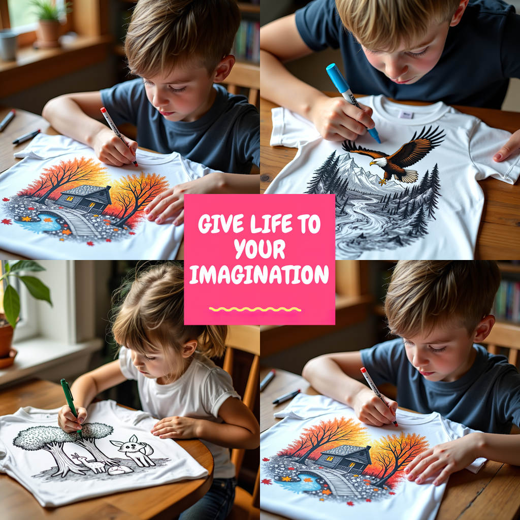 Kid's T-shirt Coloring Kit with 10 Fabric Markers - Mountain