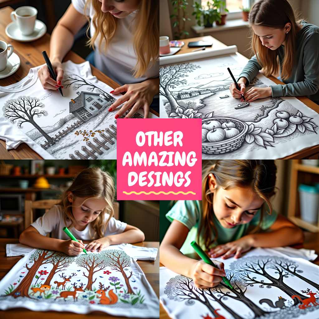 Kid's T-shirt Coloring Kit with 10 Fabric Markers - Nature Scene