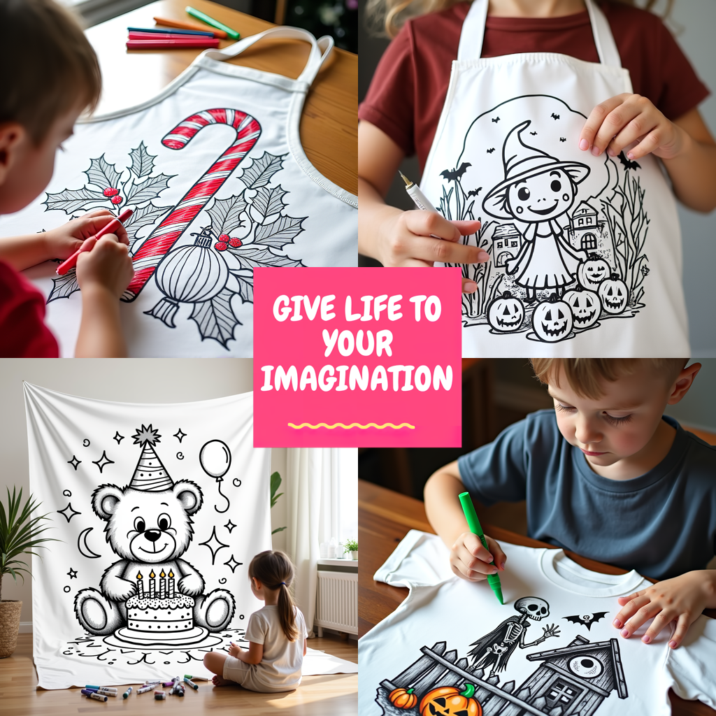 Apron Coloring Kit with 10 Fabric Markers - Santa Claus