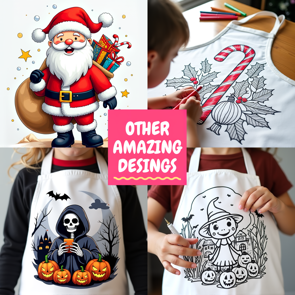 Apron Coloring Kit with 10 Fabric Markers - Santa Claus