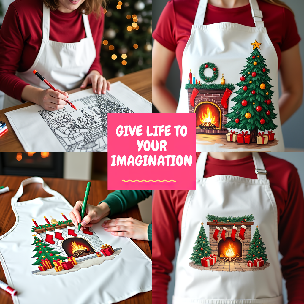 Indoor Wall Tapestries Coloring Kit with 10 Fabric Markers - Santa Claus