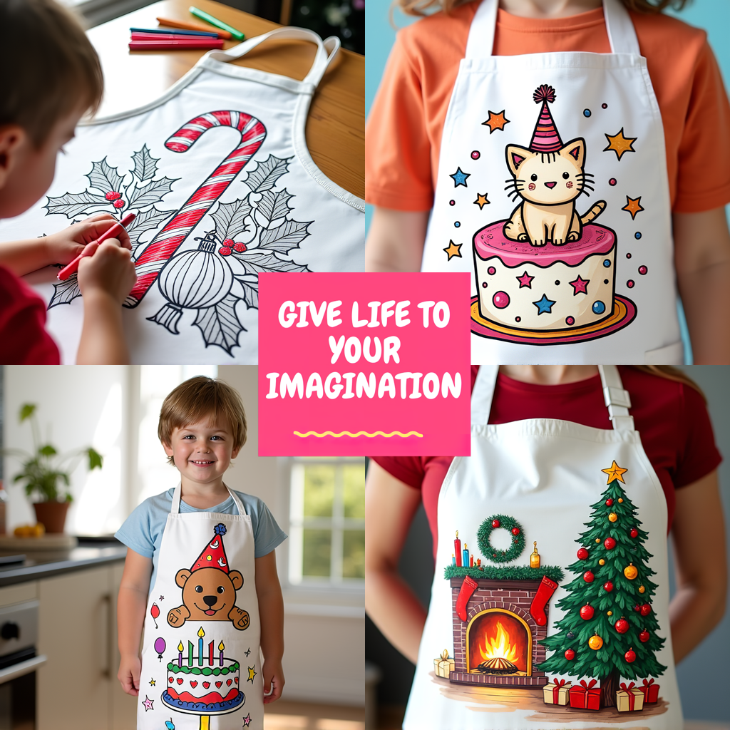 Apron Coloring Kit with 10 Fabric Markers - Christmas Tree