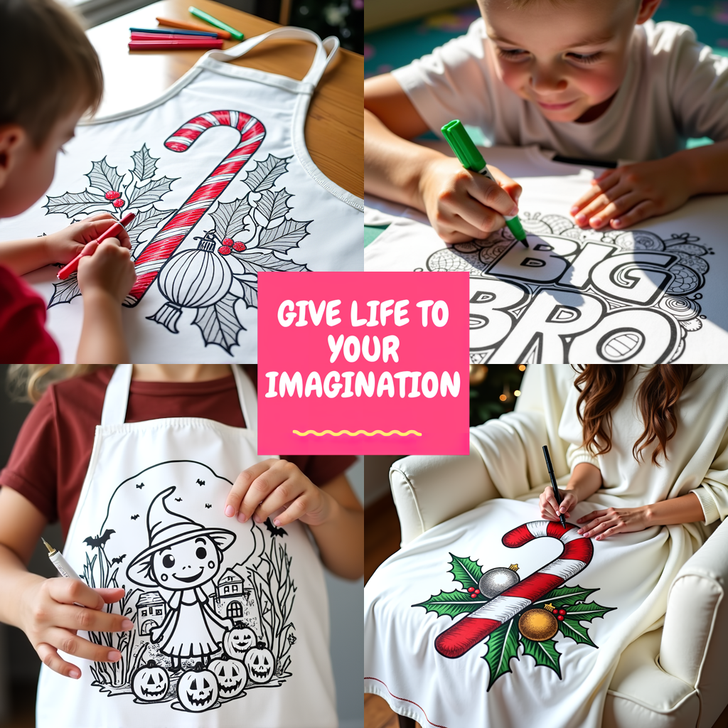 Apron Coloring Kit with 10 Fabric Markers - Merry Christmas