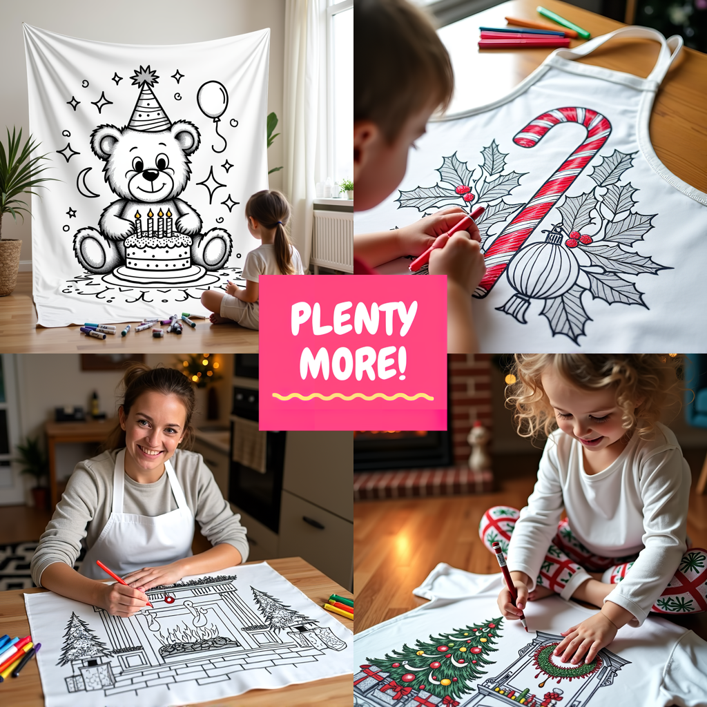 Indoor Wall Tapestries Coloring Kit with 10 Fabric Markers - Santa Claus