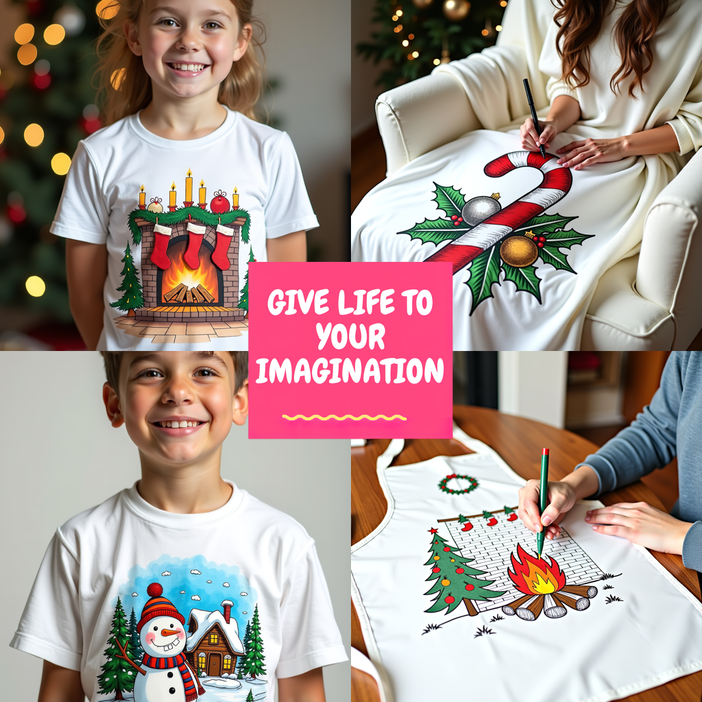 Indoor Wall Tapestries Coloring Kit with 10 Fabric Markers - Santa Claus