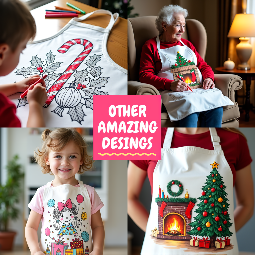 Apron Coloring Kit with 10 Fabric Markers - Christmas