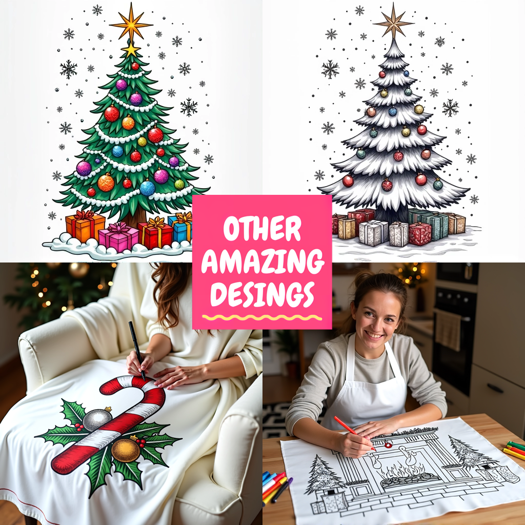 Blanket Coloring Kit with 10 Fabric Markers - Christmas