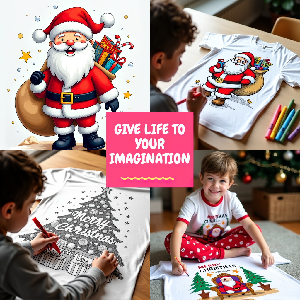 Indoor Wall Tapestries Coloring Kit with 10 Fabric Markers - Santa Claus