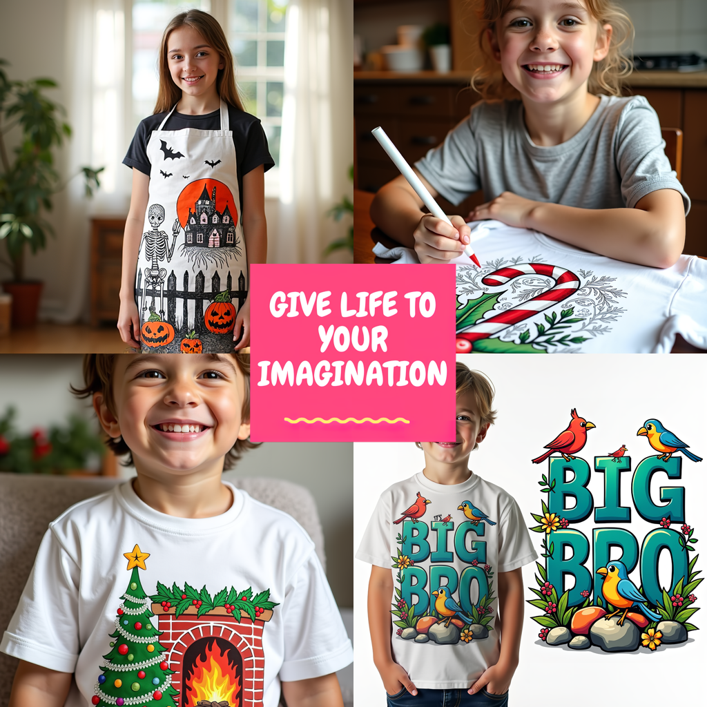 Unisex T-shirt Coloring Kit with 10 Fabric Markers - Santa Claus