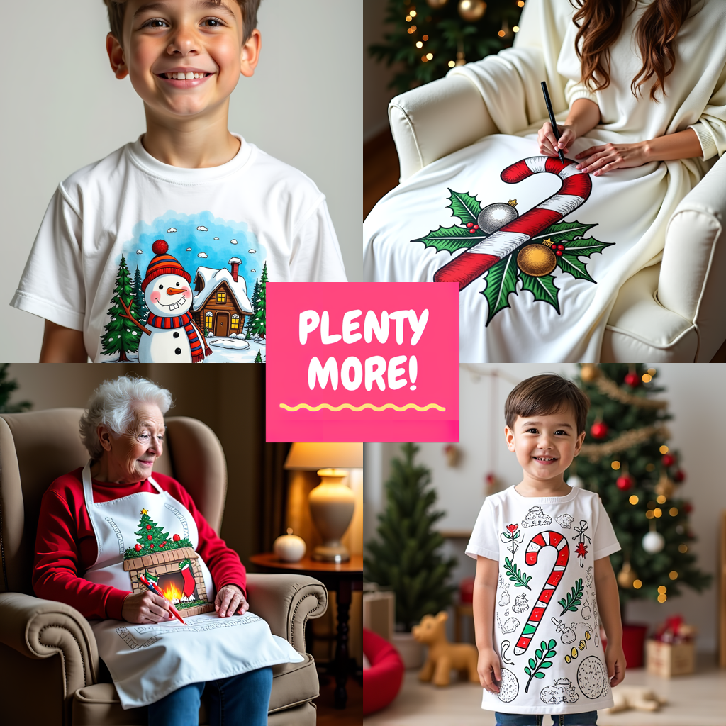 Adult Sweatshirt Coloring Kit with 10 Fabric Markers - Santa and Reindeer