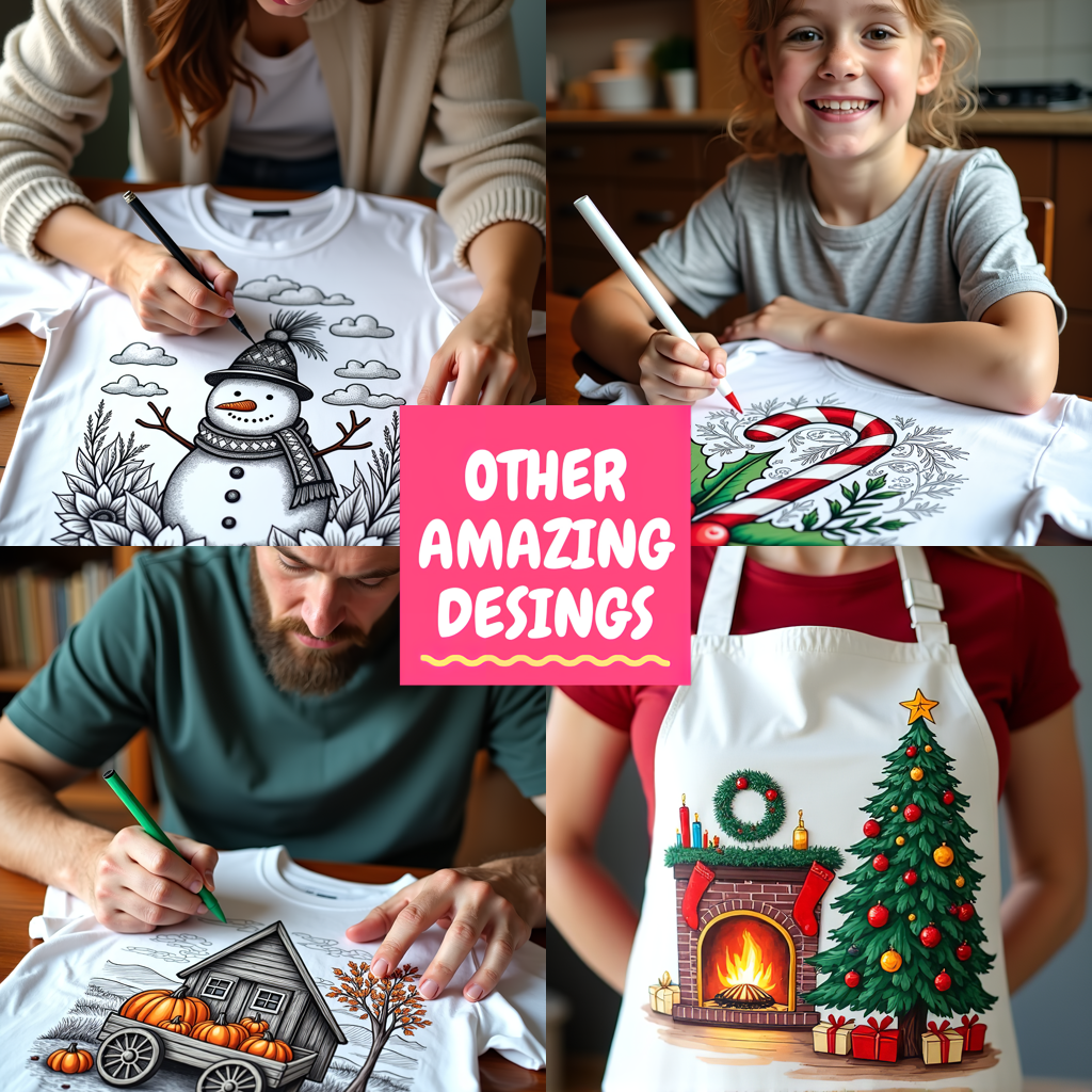 Unisex T-shirt Coloring Kit with 10 Fabric Markers - Santa Claus