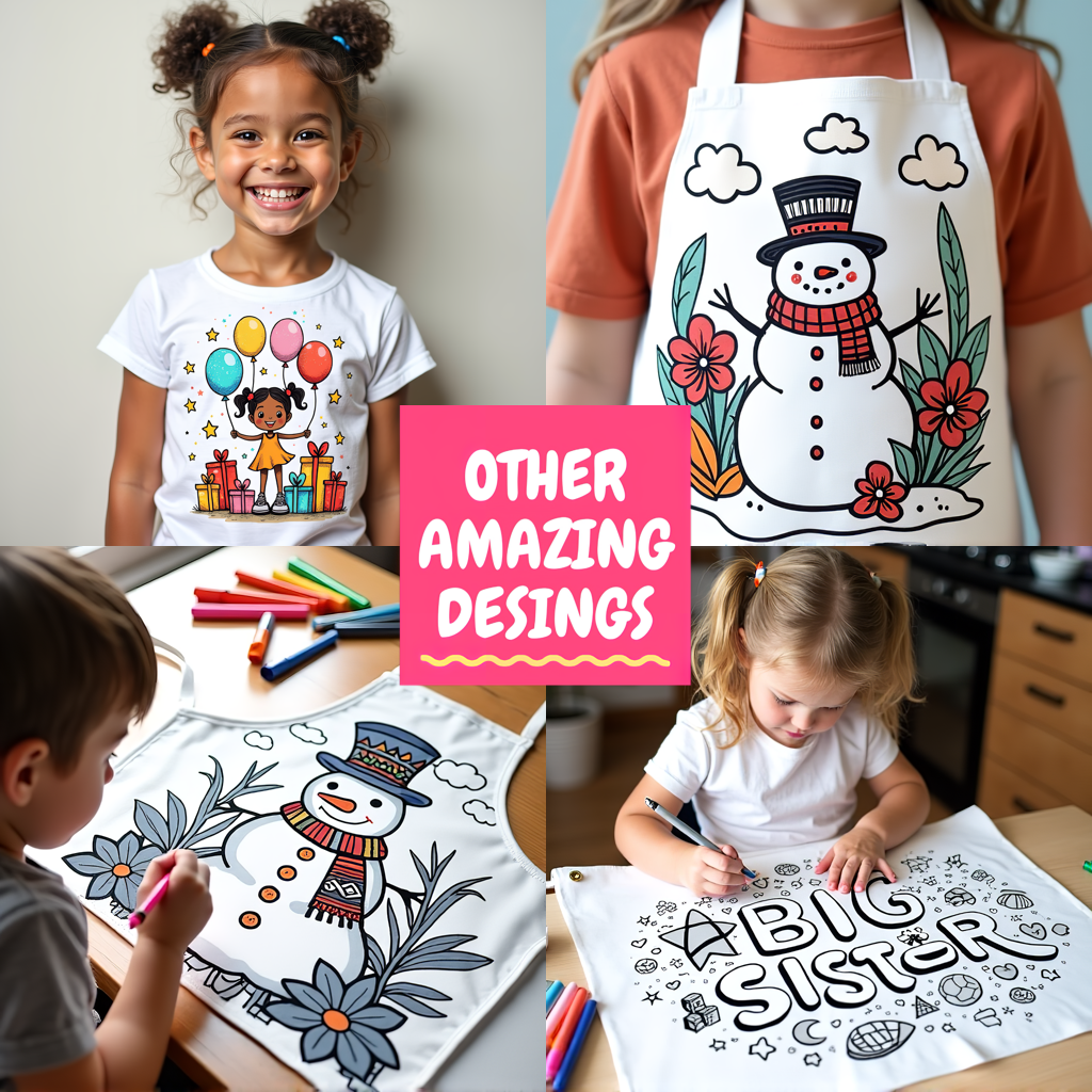 Kid's T-shirt Coloring Kit with 10 Fabric Markers - Santa Claus