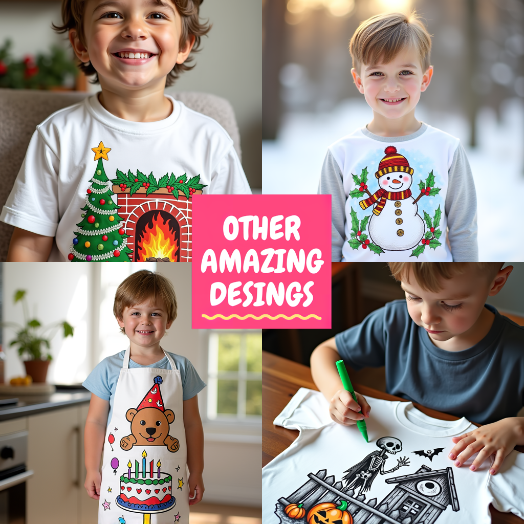 Kid's T-shirt Coloring Kit with 10 Fabric Markers - Christmas Tree