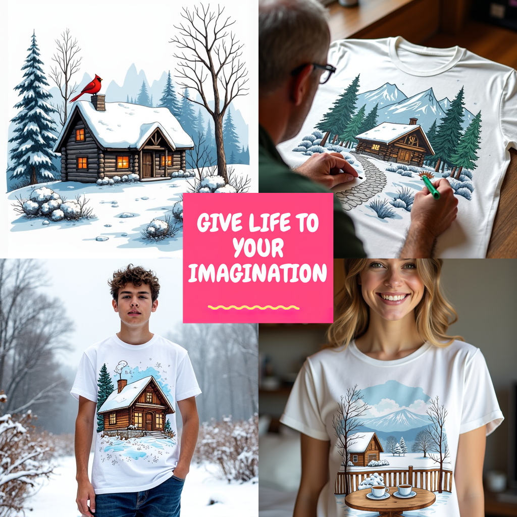 Apron Coloring Kit with 10 Fabric Markers - Winter Landscape