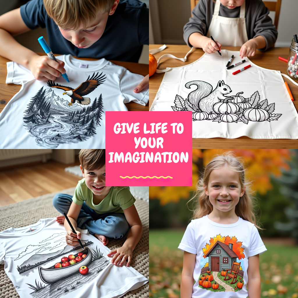 Apron Coloring Kit with 10 Fabric Markers - Winter Forest