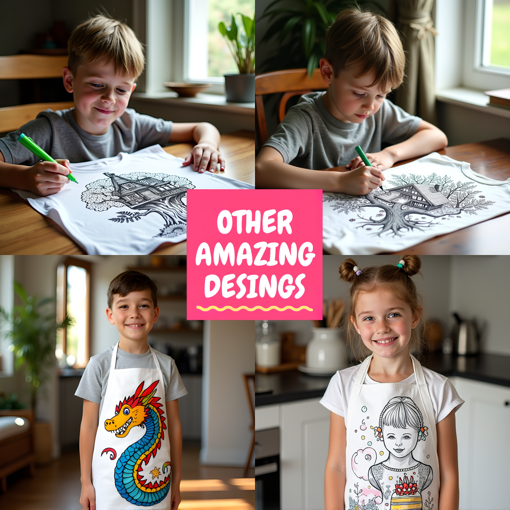 Apron Coloring Kit with 10 Fabric Markers - Starry Sky