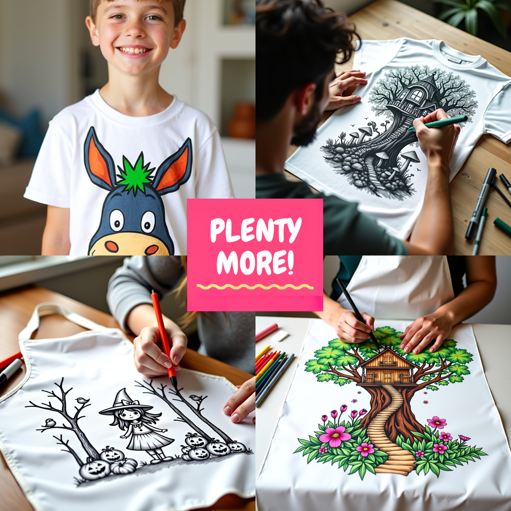 Apron Coloring Kit with 10 Fabric Markers - Cloud Rainbow
