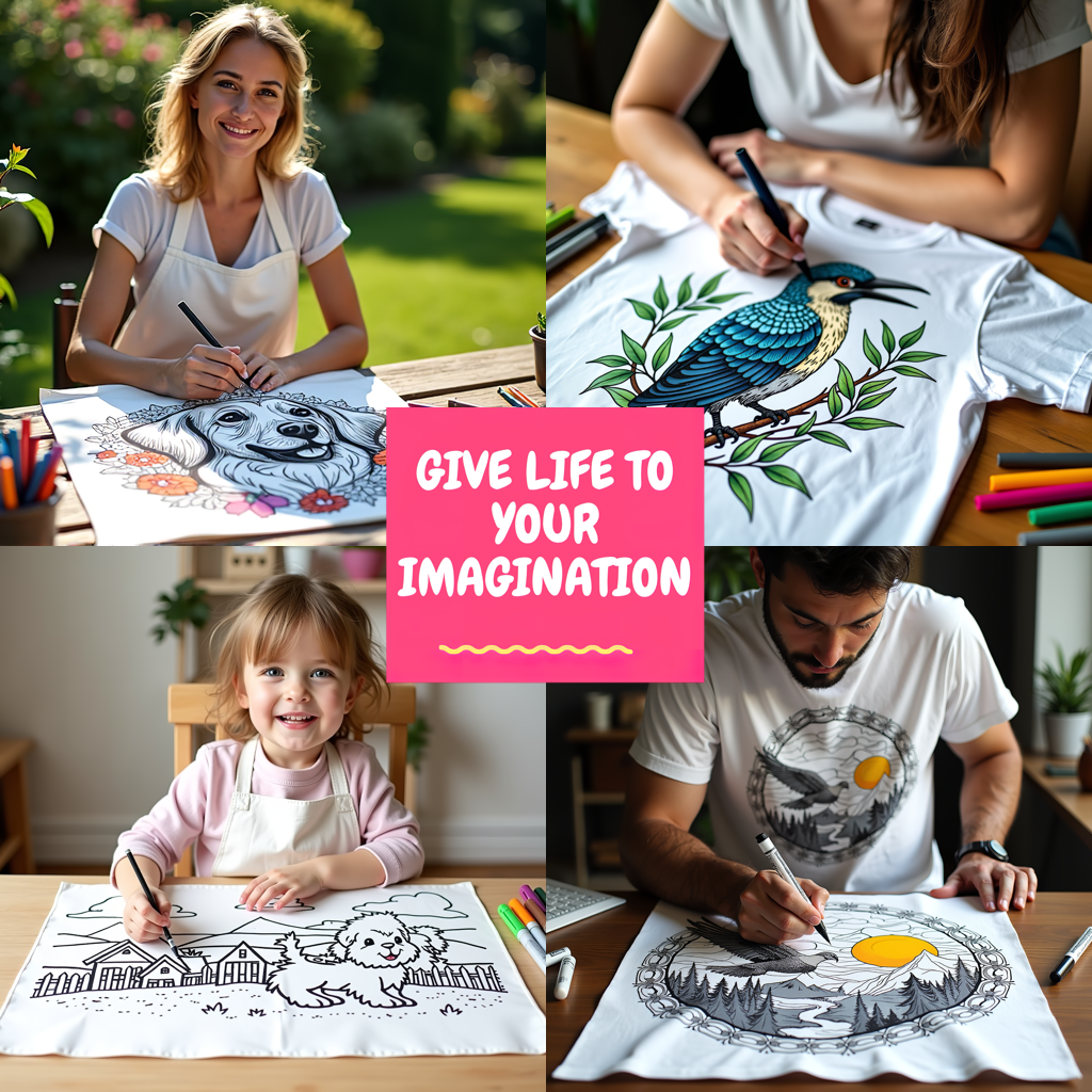 Indoor Wall Tapestries Coloring Kit with 10 Fabric Markers - Peacock with Flowers