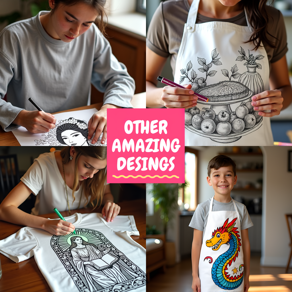 Women's T-shirt Coloring Kit with 10 Fabric Markers - Rainbow in Clouds