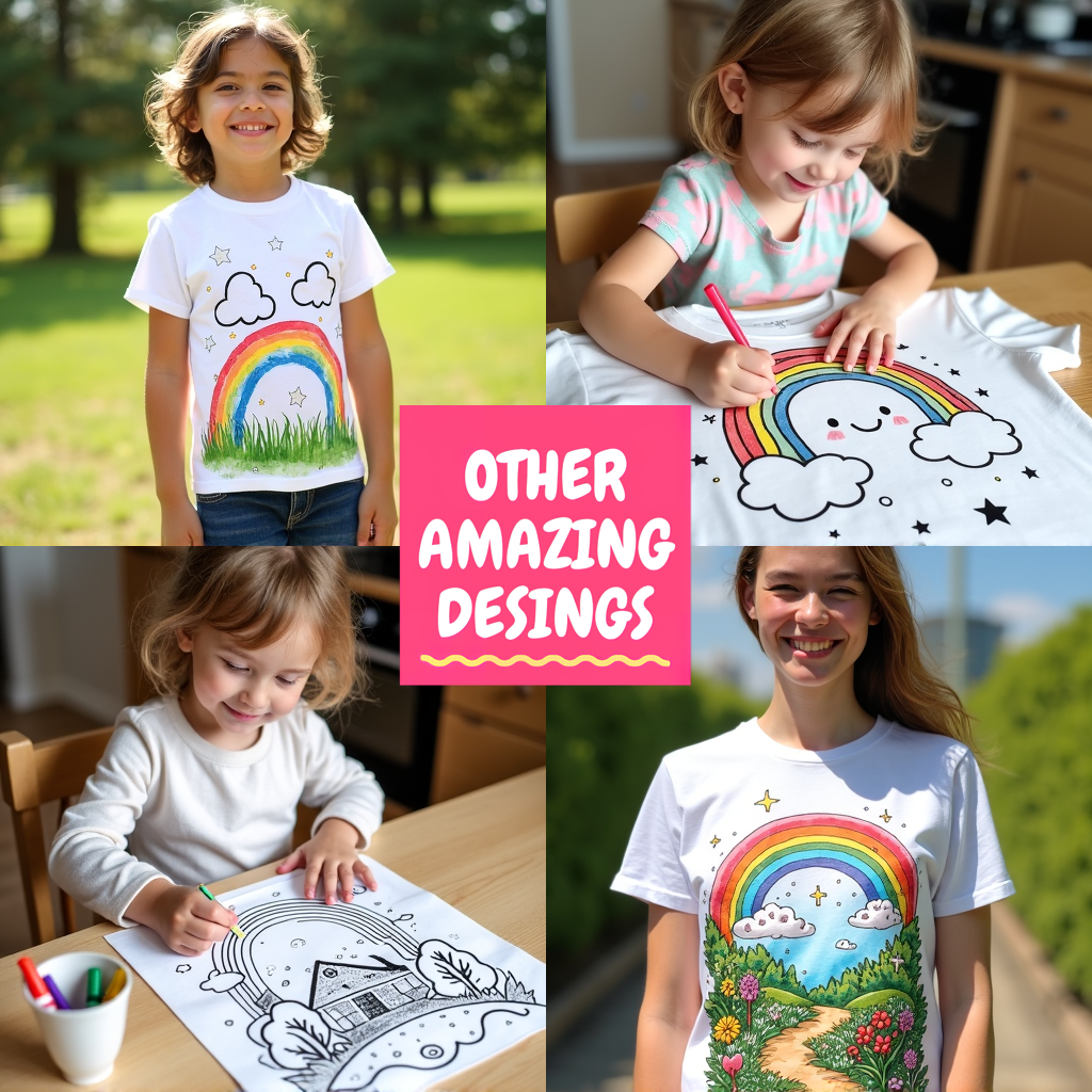 Women's T-shirt Coloring Kit with 10 Fabric Markers - Cloud Rainbow