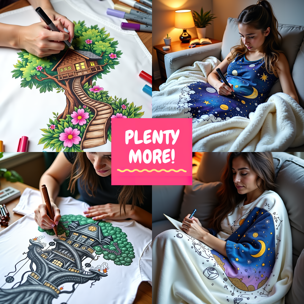Adult Sweatshirt Coloring Kit with 10 Fabric Markers - Starry Sky