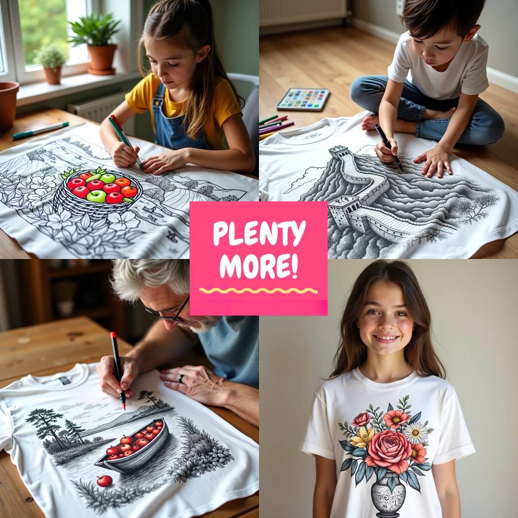 Kid's T-shirt Coloring Kit with 10 Fabric Markers - Winter Landscape