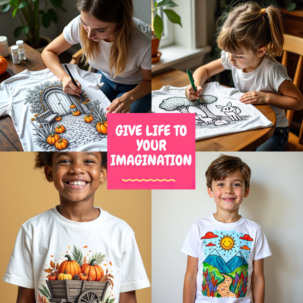 Women's T-shirt Coloring Kit with 10 Fabric Markers - Winter Landscape