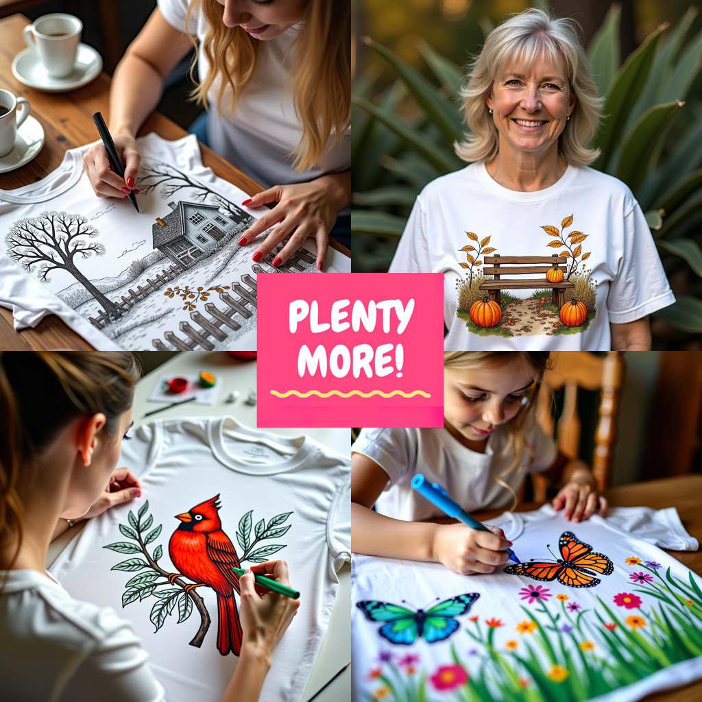 Women's T-shirt Coloring Kit with 10 Fabric Markers - Mountain Village