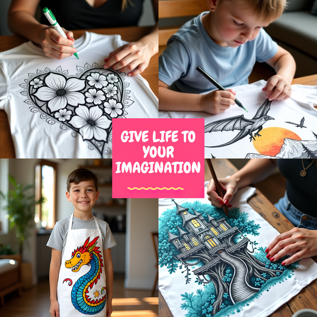 Blanket Coloring Kit with 10 Fabric Markers - Fire-breathing Dragon