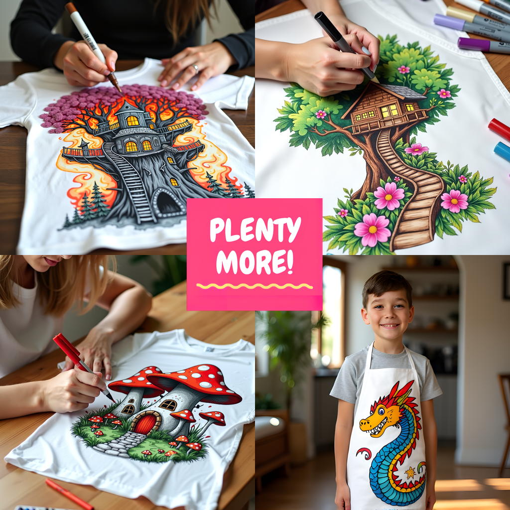 Adult Sweatshirt Coloring Kit with 10 Fabric Markers - Fire-Breathing Dragon