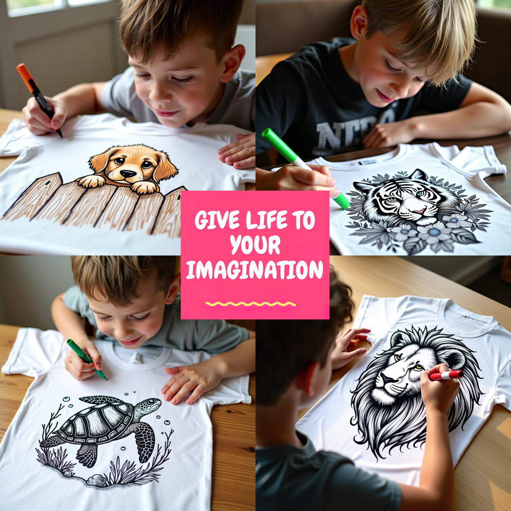 Kid's T-shirt Coloring Kit with 10 Fabric Markers - Dragon