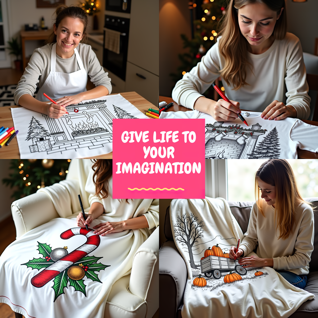 Blanket Coloring Kit with 10 Fabric Markers - Nativity Scene