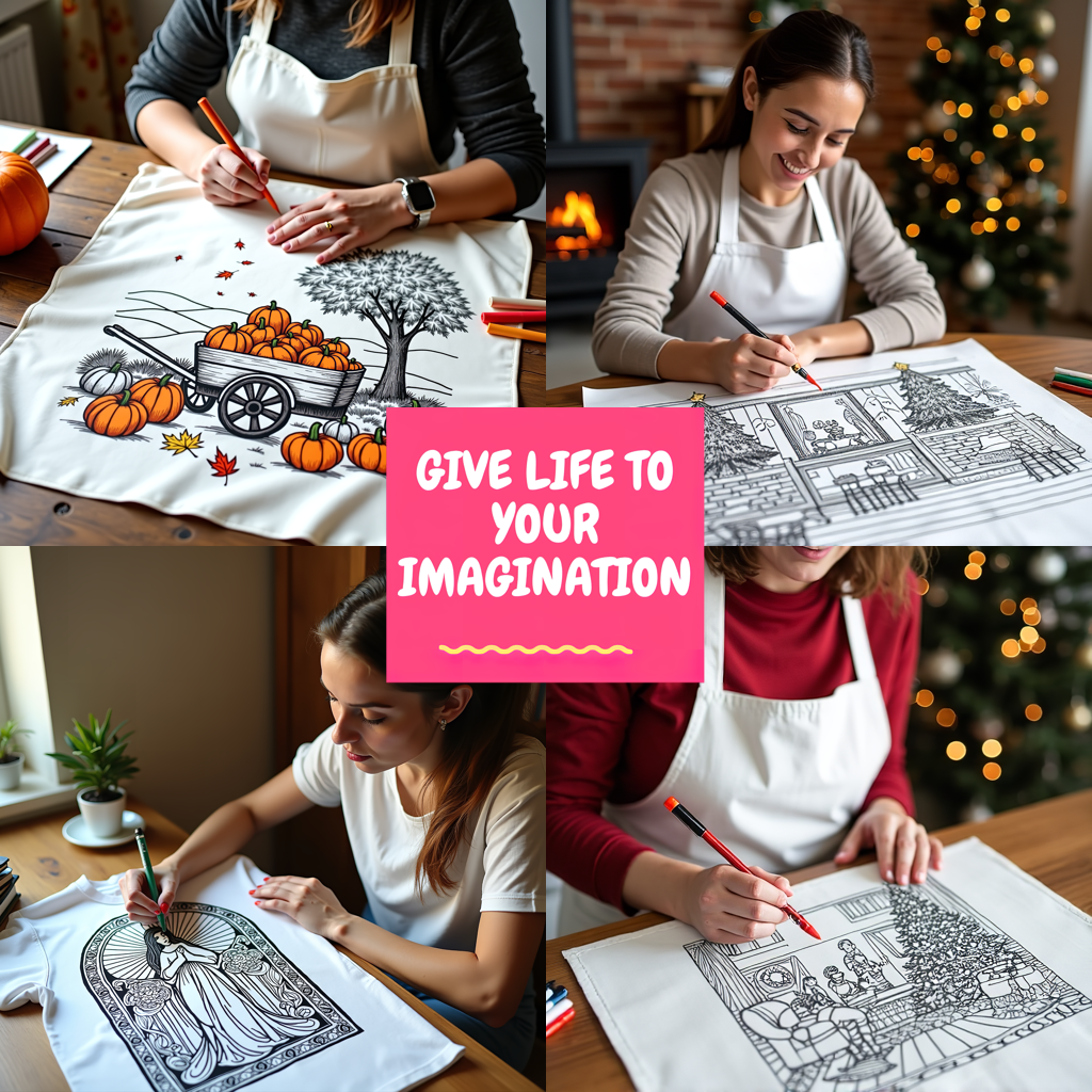 Indoor Wall Tapestries Coloring Kit with 10 Fabric Markers - Nativity Scene