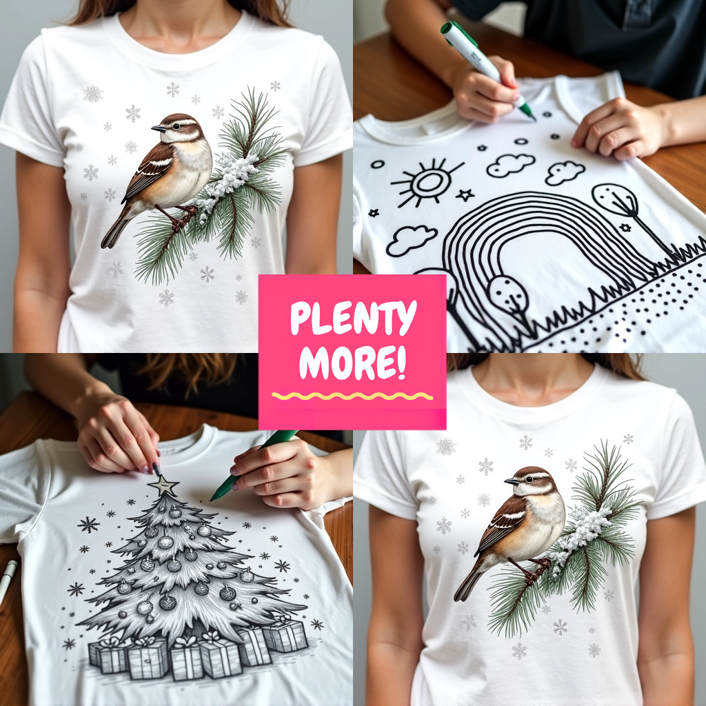 Unisex T-shirt Coloring Kit with 10 Fabric Markers - Nativity Scene