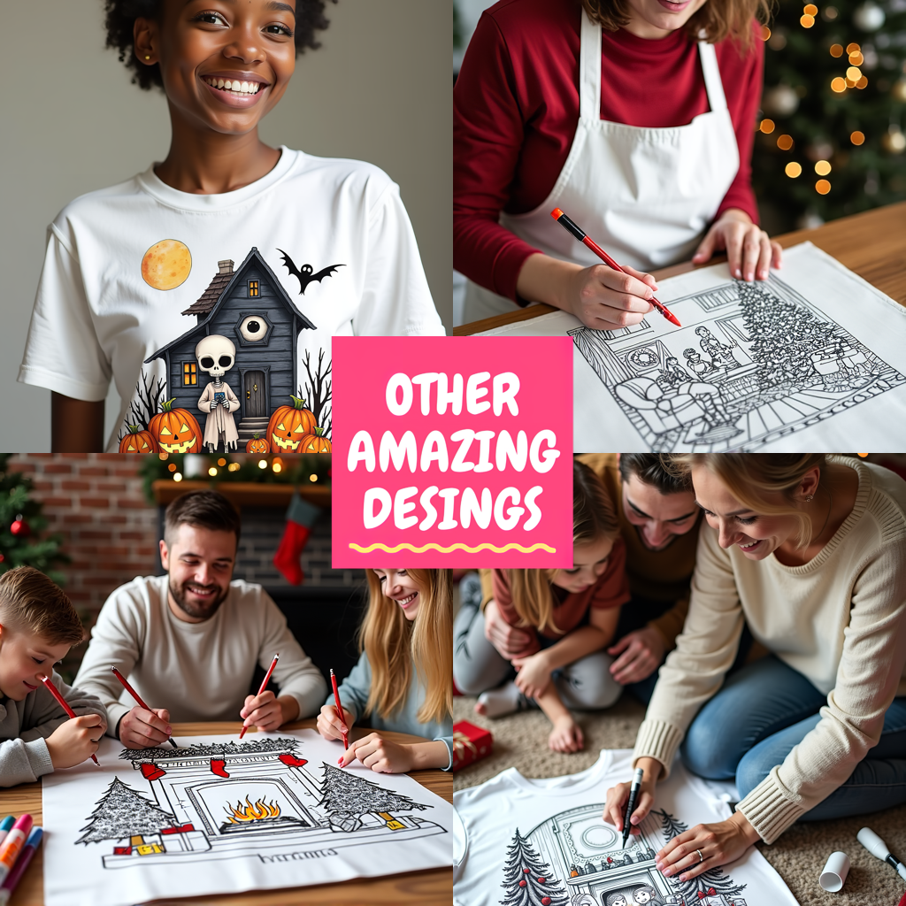Adult Sweatshirt Coloring Kit with 10 Fabric Markers - Nativity Scene