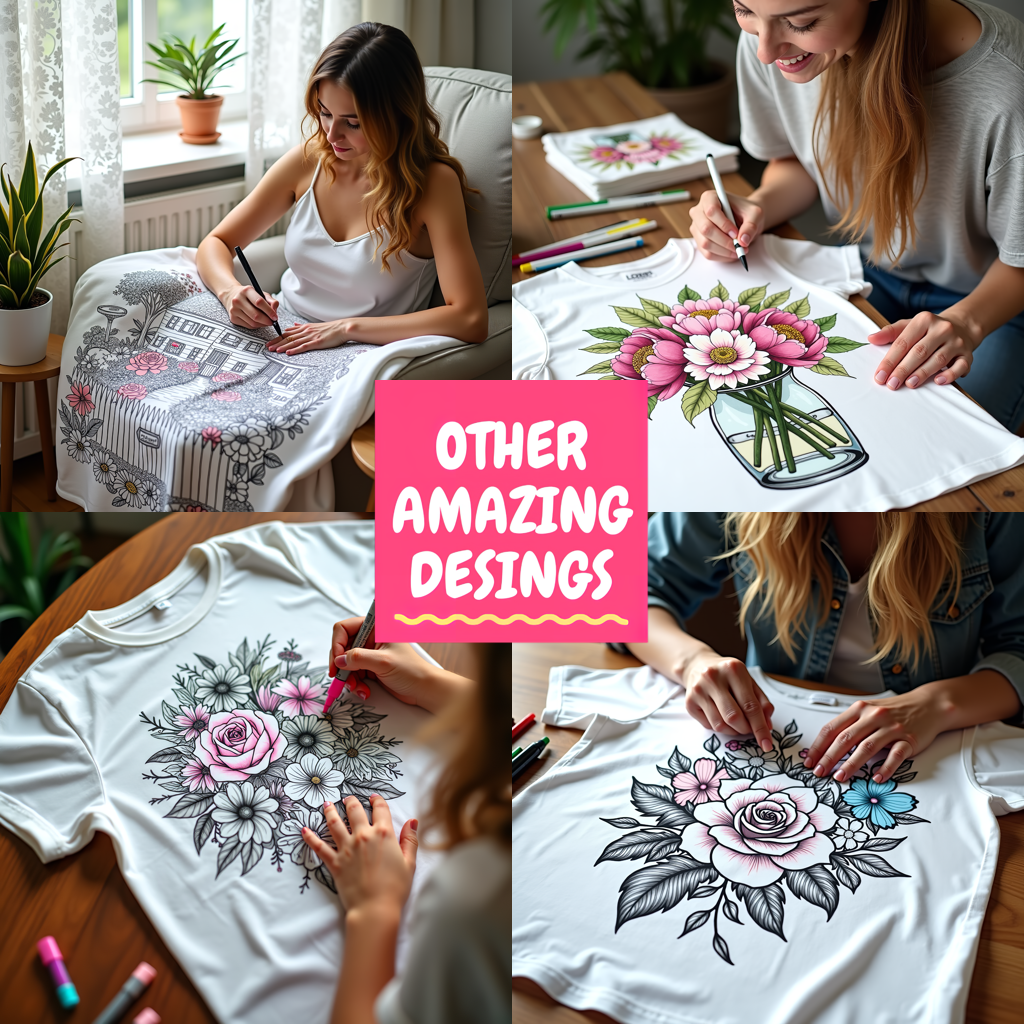 Blanket Coloring Kit with 10 Fabric Markers - Floral Mandala