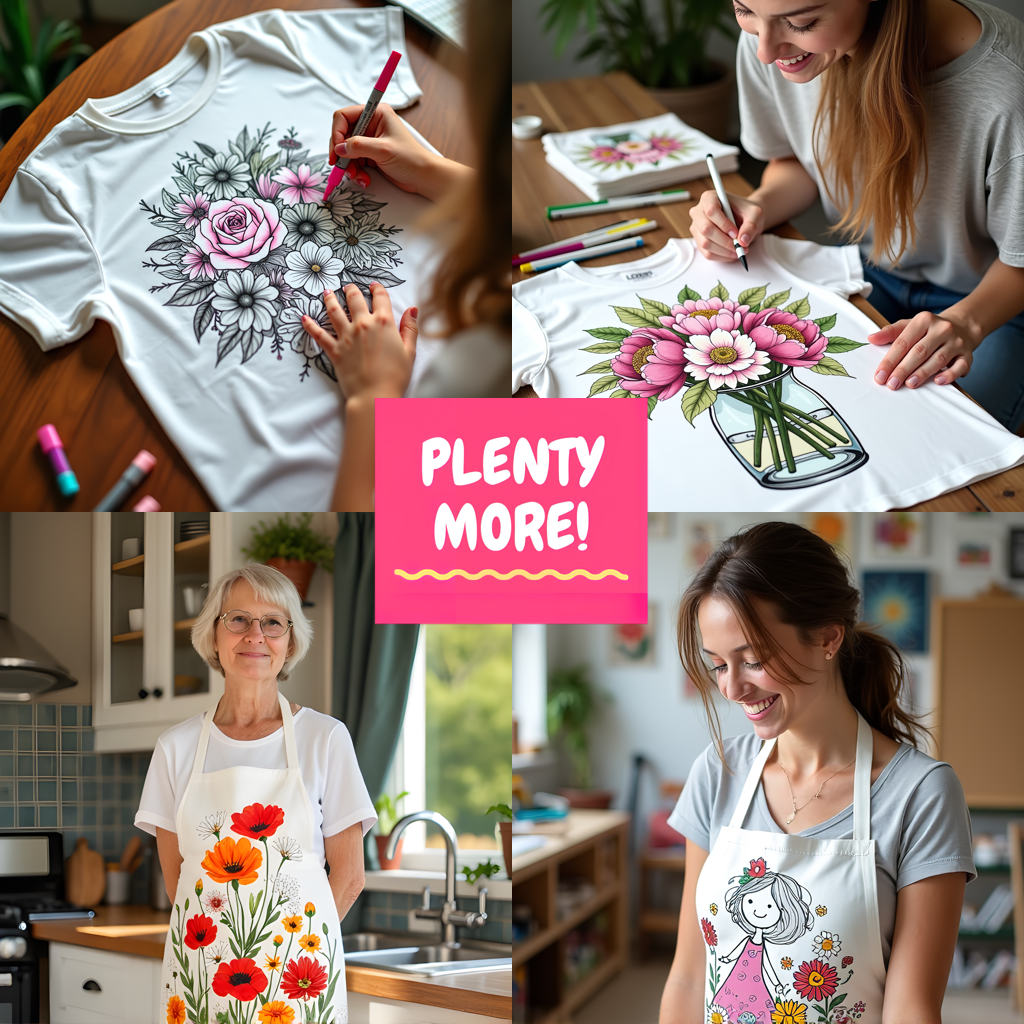 Apron Coloring Kit with 10 Fabric Markers - Floral Arrangement