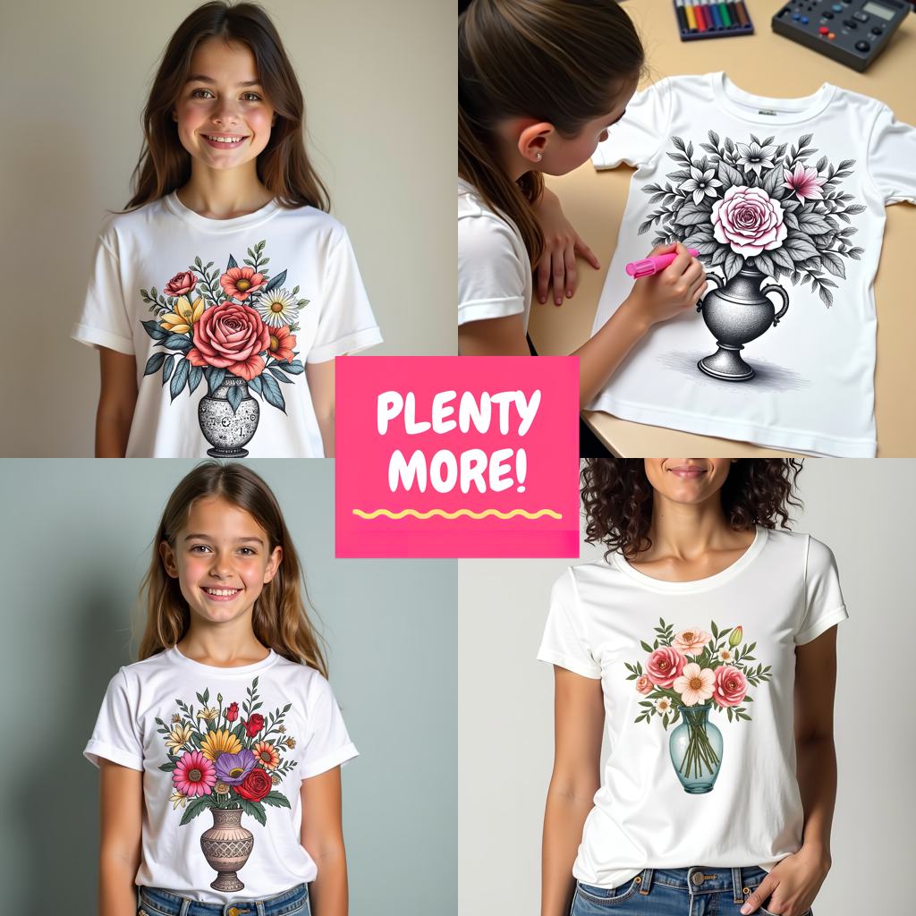 Unisex T-shirt Coloring Kit with 10 Fabric Markers - Floral Wreath