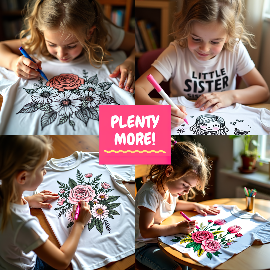 Kid's T-shirt Coloring Kit with 10 Fabric Markers - Floral Mandala