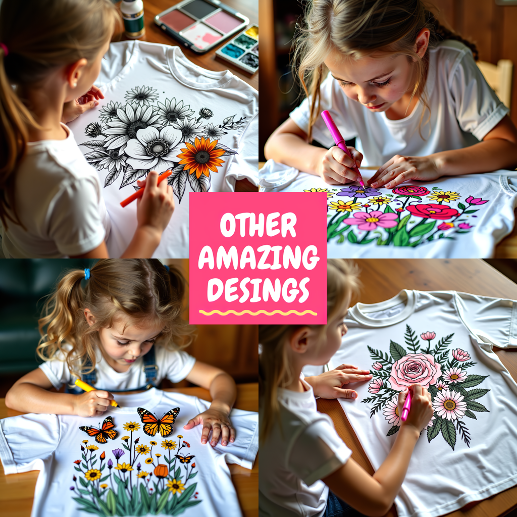 Unisex T-shirt Coloring Kit with 10 Fabric Markers - Floral Mandala