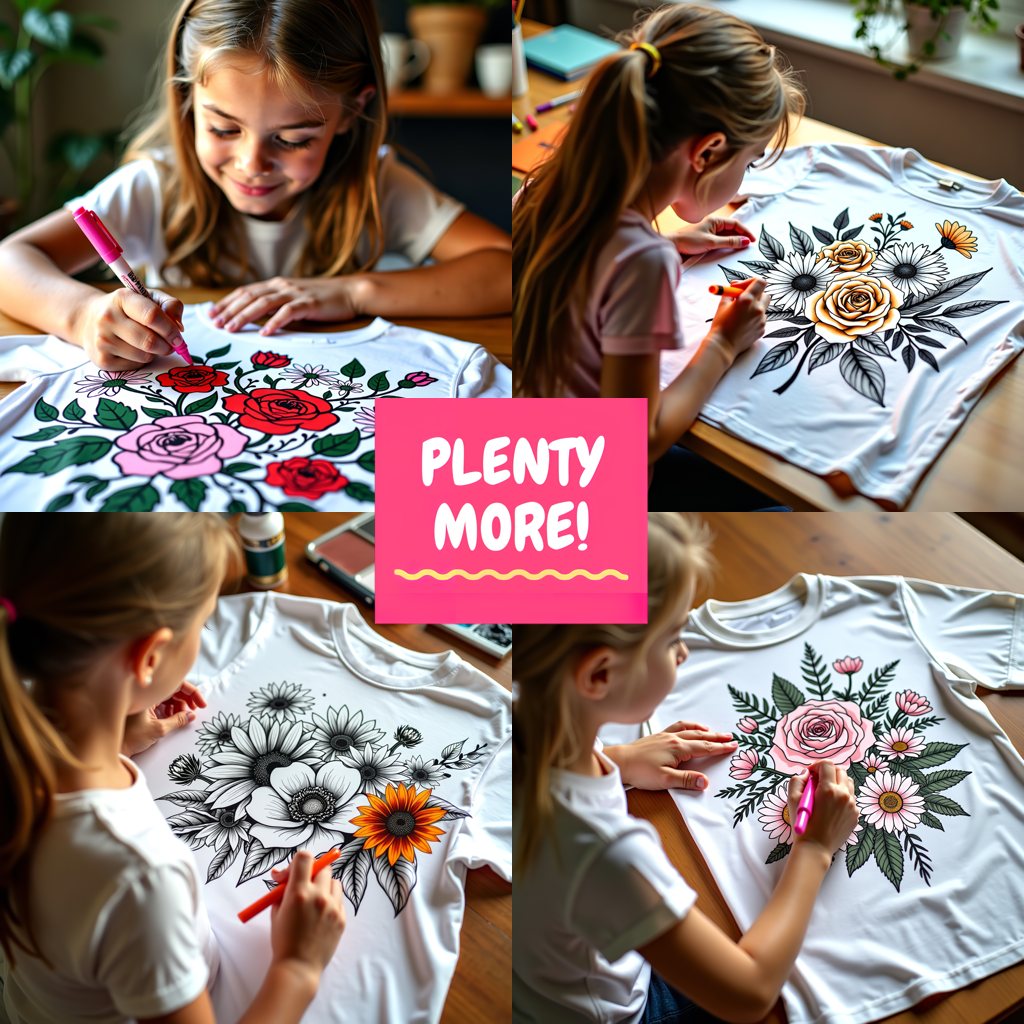 Women's T-shirt Coloring Kit with 10 Fabric Markers - Floral Mandala