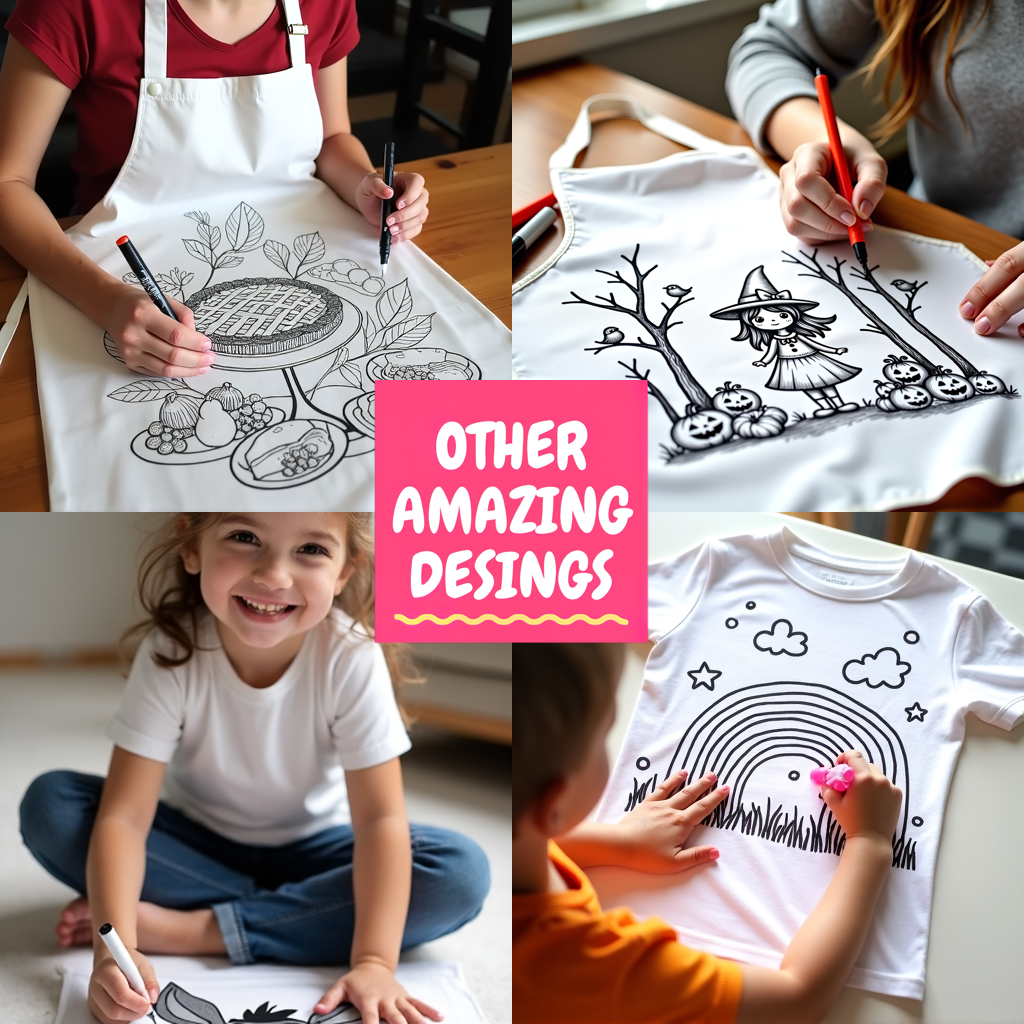 Apron Coloring Kit with 10 Fabric Markers - Heart