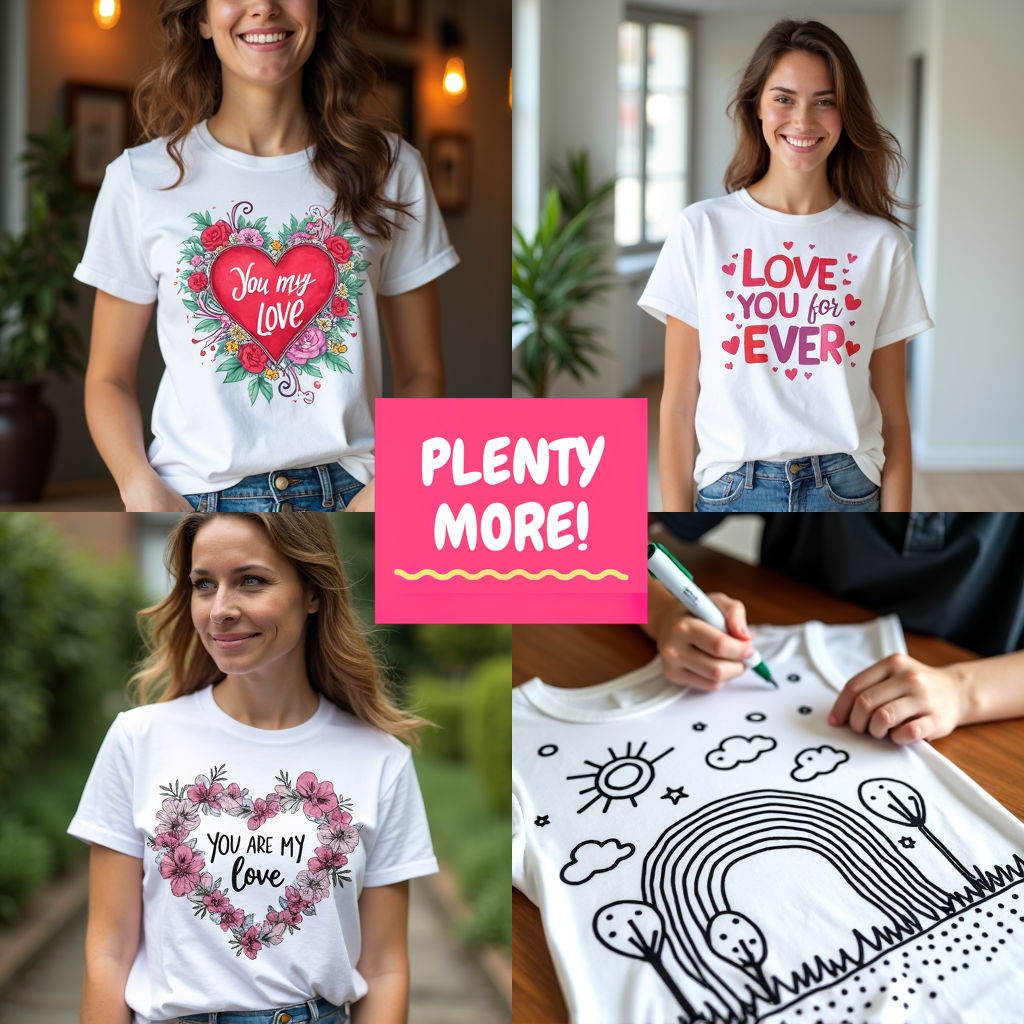 Unisex T-shirt Coloring Kit with 10 Fabric Markers - Hearts
