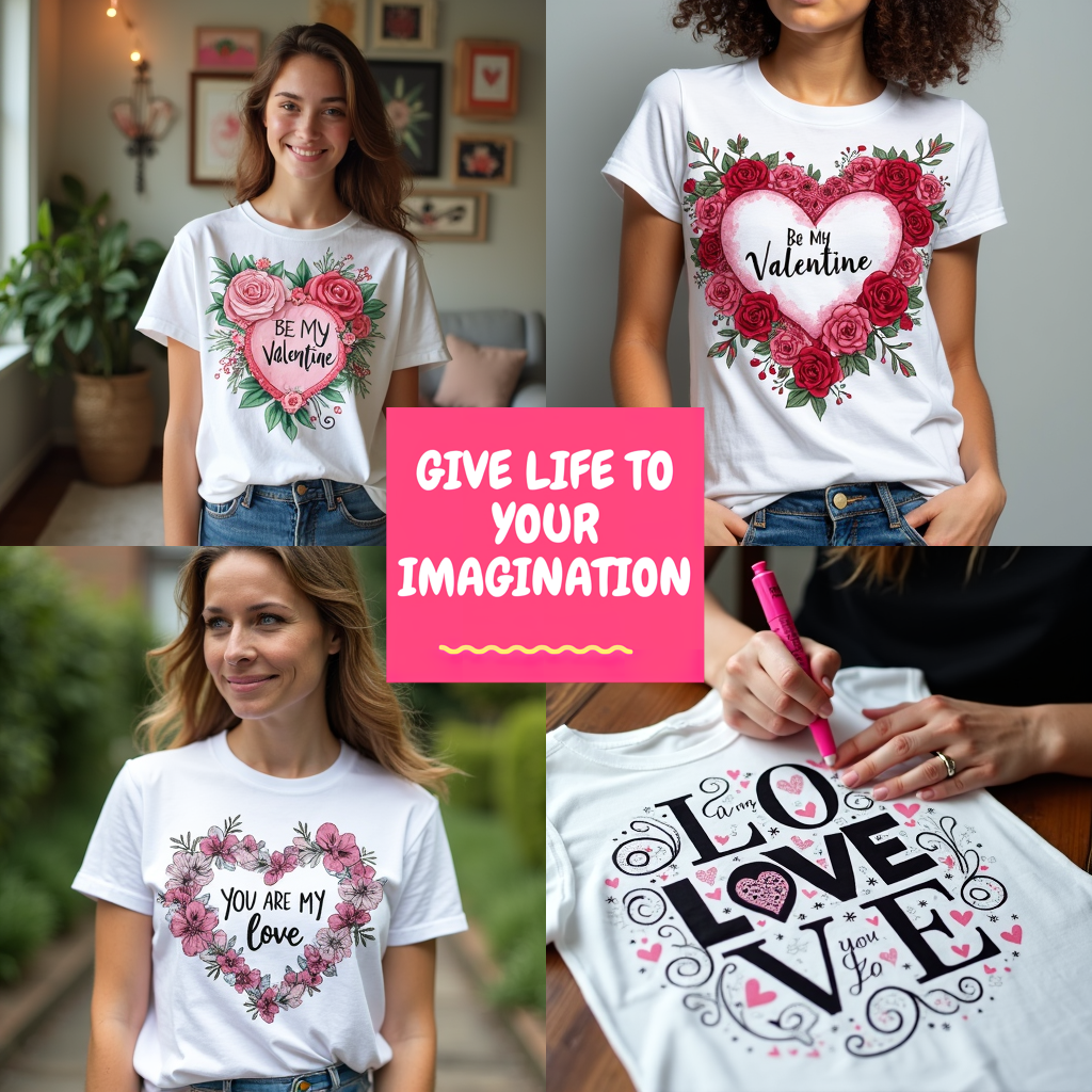 Kid's T-shirt Coloring Kit with 10 Fabric Markers - Valentine