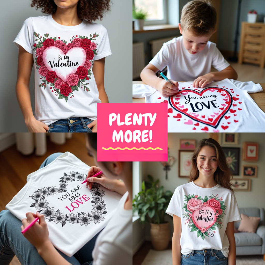 Kid's T-shirt Coloring Kit with 10 Fabric Markers - Valentine