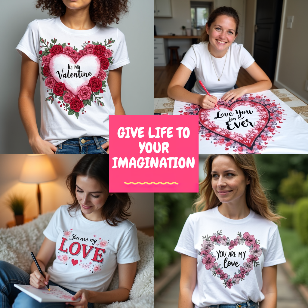 Unisex T-shirt Coloring Kit with 10 Fabric Markers - Valentine